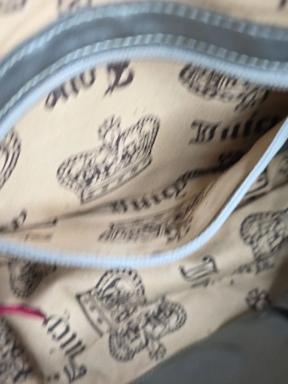 Juicy Couture Dark Brown Pebbled Leather Shoulder Bag with Silver Chain Accents